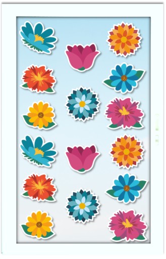 Okenná dekorácia FLOWERS (obojstranná, 16 ks)