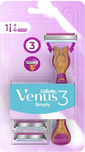 Holiaci strojček Gillette Simply Venus3 so 4 vymeniteľnými vložkami