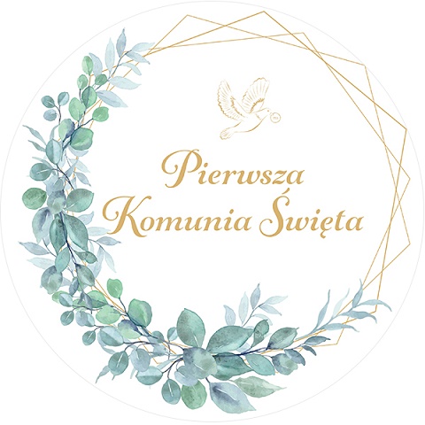 Nálepka na prijímanie Prvé sväté prijímanie Eukalyptus Boho Dekorácia 10cm