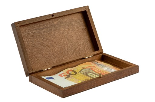Drevená krabička na bankovky, peňažný darček O