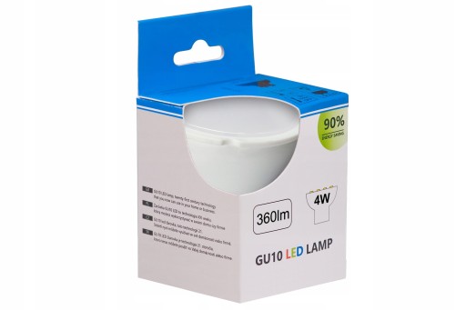 GU10 LED žiarovka 4W 6000K STUDENÁ BIELA 360lm 120° Efektívny PREMIUM CCD