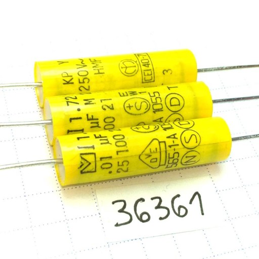 Filmový kondenzátor KP 10nF 250VAC Y 8x28 Mallory 172Y axiálny x2