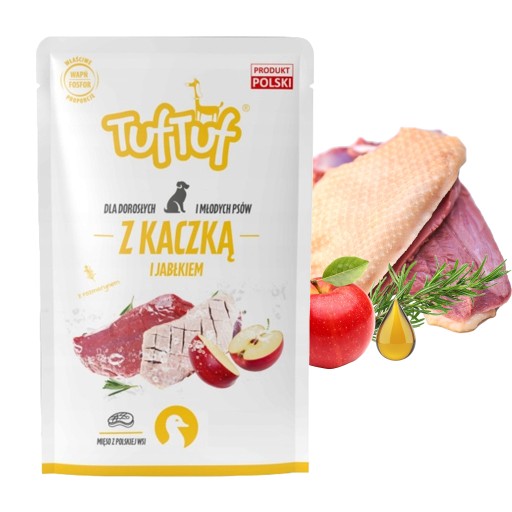 TUF TUF vrecko na krmivo pre psov Kačica s jablkom 300g