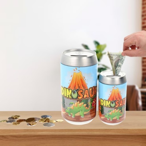 2v1 OTVÁRANÁ SÚPRAVA KOVOVÉHO PRASIATKA. BOX NA PRASIATKO 2 ks DINOSAUR D4