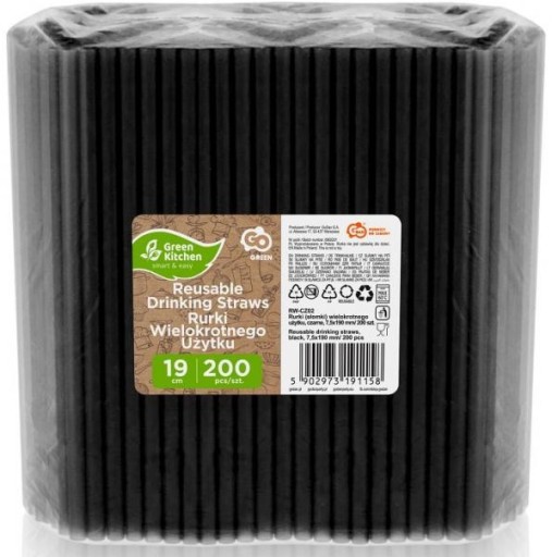 OPÄTOVNE POUŽITEĽNÉ PLASTOVÉ RÚRY SLAMKY MIX BLACK SHAKE 200 ks