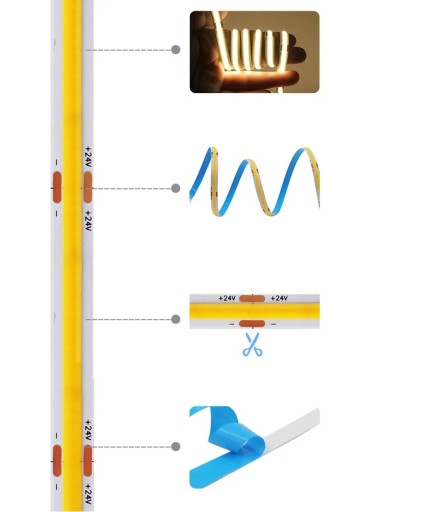 COB LED pás 12V 10W 900 Lumenov/m 320Led/m IP20 STUDENÁ BIELA