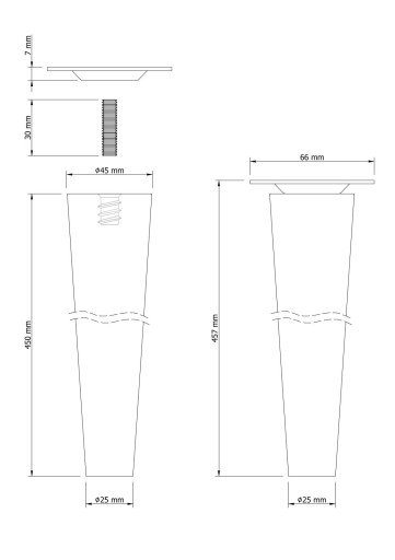 drevená noha 45 cm bukový kužeľ + montážna doska