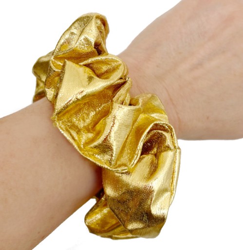 Gumička do vlasov FROTKA scrunchies, ZLATÁ METALICKÁ, lesklá