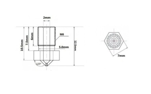 SET 5 x tryska V6 1 mm mosadz - 3D PRUSA 1,75 mm