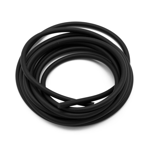 Gumová šnúra, syntetická, bez dier, plná, okrúhla, čierna, 4 mm, 2 m