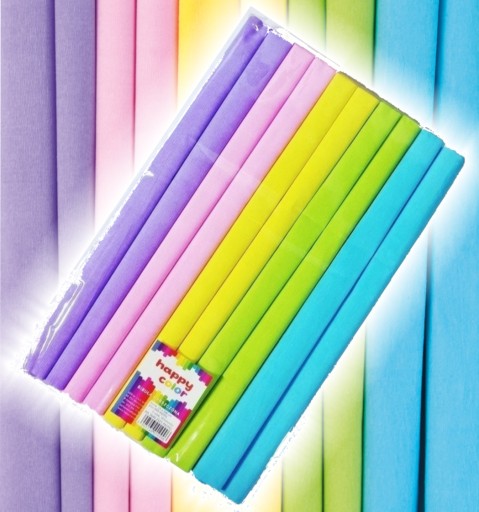 SADA krčkavého hodvábneho papiera Happy Color, PASTELOVÉ farby, 10 kusov