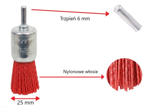 NYLONOVÁ ČISTIACA KEFA NA VŔTAK 25mm