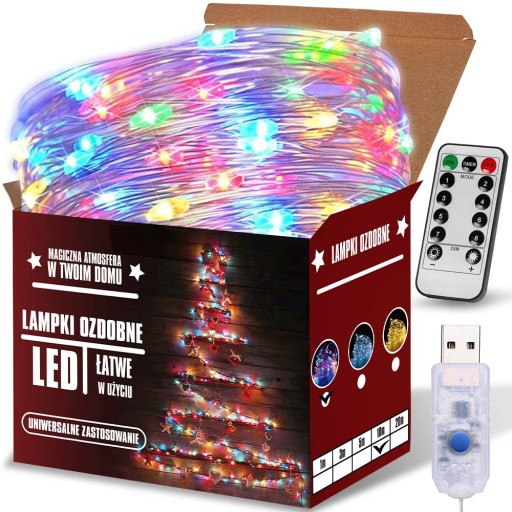 DRÔTOVÉ LAMPY, DEKORATÍVNE LED SVETLÁ NA VIANOČNÝ STROMČEK, 10M USB