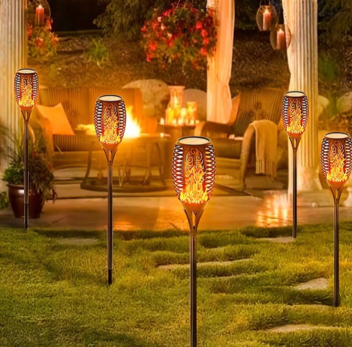 Solárna lampa LED lampáš s plameňovým efektom