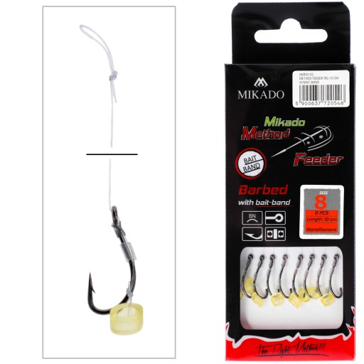 Háčiky 8 s náväzcom Mikado Method Feeder, gumička, method vlasec