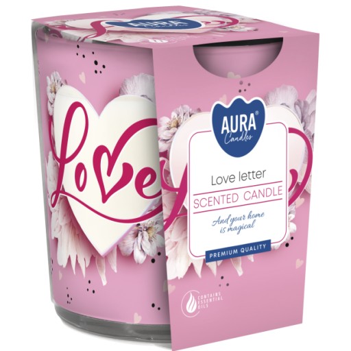 PARAFÍNOVÁ SVIEČKA VONNÁ SVIEČKA v GLASS 22H 100G BISPOL LOVE LETTER