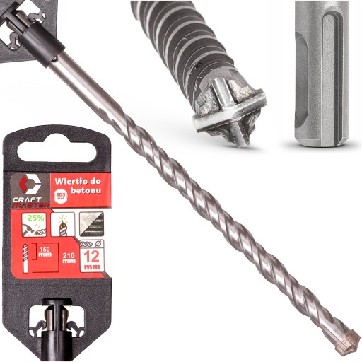 NÁSTENOVÝ VRTÁK 12 x 210 mm SDS-PLUS krížový vrták do BETÓNU pre Sds vŕtačku