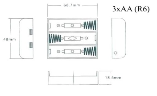KOŠÍK NA BATÉRIE 3 AA R6 CLEAR SPINAC
