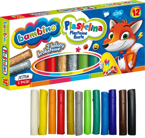BAMBINO PLASTICINE 12 farieb ZLATÁ + STRIEBORNÁ