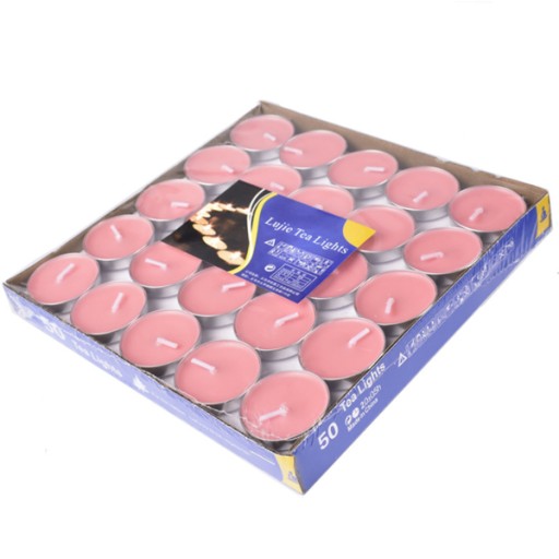 50X TEALIGHTY NEVÓNUJÚCE FAREBNÉ SVIEČKY SÚPRAVA RUŽOVÁ