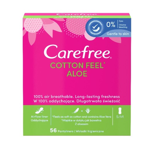 CAREFREE Cotton Feel Normal slipové vložky s vôňou aloe 56 ks