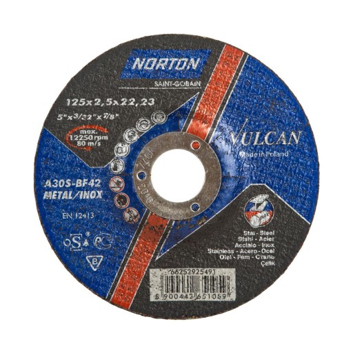 Brúsny kotúč T41 125x2,5x22,23 Metal/Inox Norton Vulc