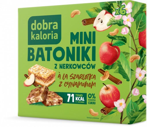 Mini kešu tyčinky, jablkový koláč so škoricou Dobrá Kaloria 6 ks 102g