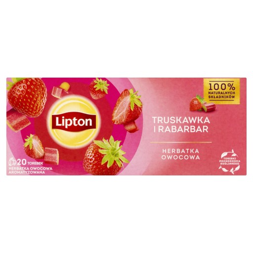 Lipton ovocný expresný čaj Jahoda a Rebarbora 20 sáčkov, 32g