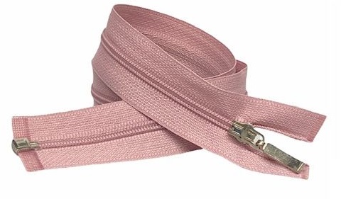 Deliaci zips, púdrovo ružový, 60 cm