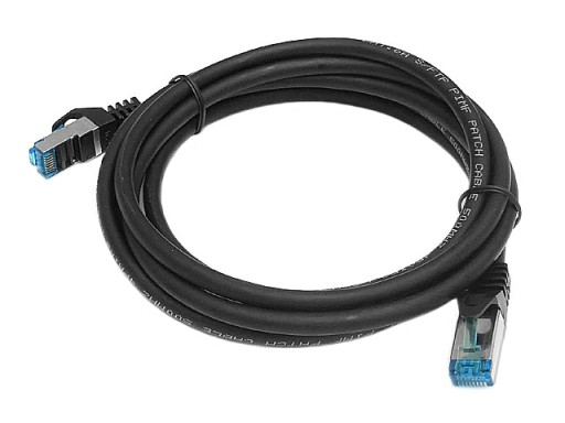 Cat.6A PIMF prepojovací kábel tienený RJ45-RJ45 1:1 Cu AWG26 čierny 1,5m