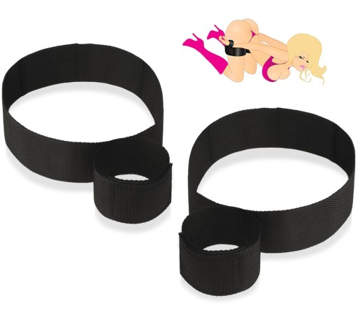 HARNESS BDSM HANDCASTS RUČNÉ VIAZANIE RÚK S PÁSKAMI NA ZÁVÄZENIE POHĽADU NA STEHNÁ