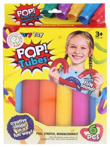Pop Tubes Sensory Squishy Tubes Antistresová hrubá XXL hračka 6ks