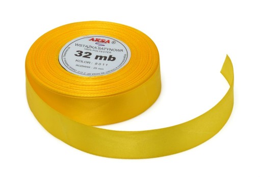 Žltá saténová stuha 12mm 32m 8011