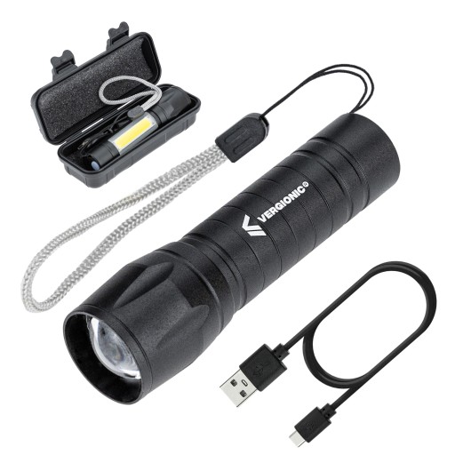 Silná, nabíjateľná vojenská LED COB USB nabíjateľná taktická baterka + puzdro