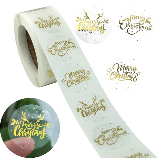 Okrúhle ozdobné nálepky Christmas Mix Gold 10 ks