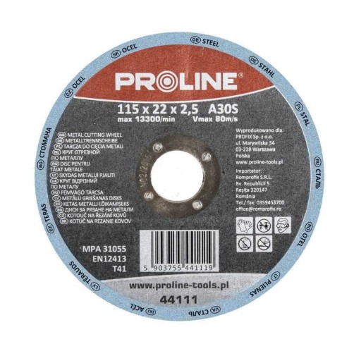 Kovový rezací kotúč 125x1,0x22mm Proline 44113