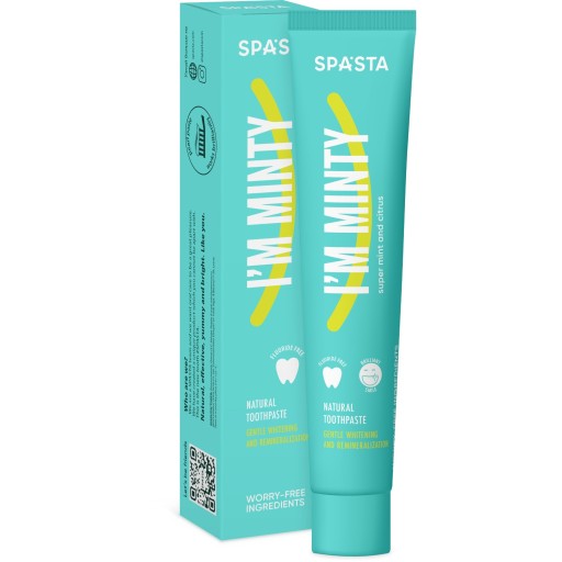Zubná pasta I'M MINTY BEZ FLUORIDOV Jemné bielenie a rekonštrukcia skloviny