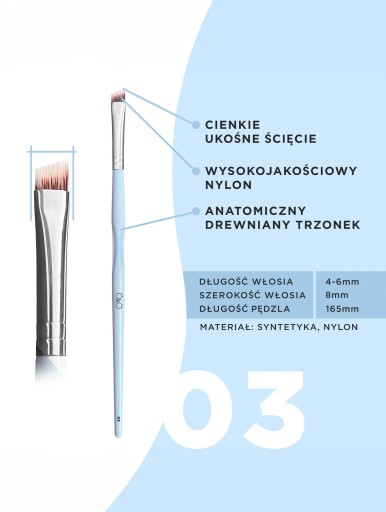 Štetec na úpravu obočia na šikmé obočie, klasický štetec z henny OKO #3