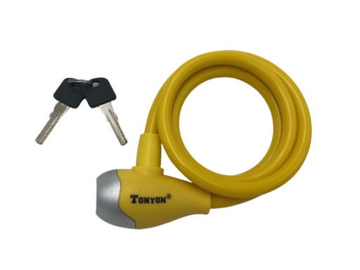 ZÁMOK NA BICYKEL 1200 MM KÁBEL 10 MM TONYON ZABEZPEČENIE KĽÚČA ŽLTÉ