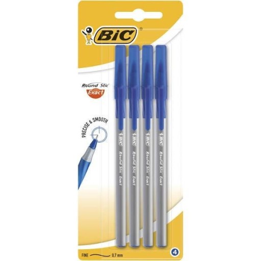 univerzálne guľôčkové pero BLUE náplň Bic ROUND STICK sada 4 PER