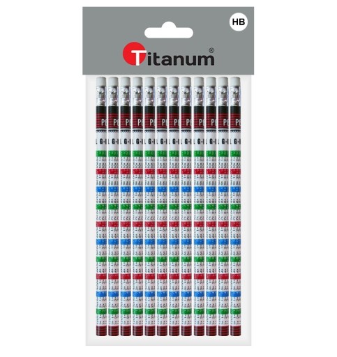 Ceruzka s gumou a násobilkou, 12 Titanium