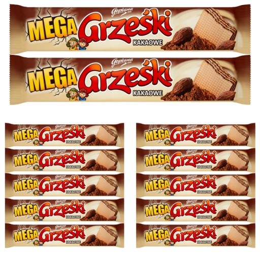 GRZEŚKI MEGA kakaová oblátka bez poťahu 34g - 12 ks