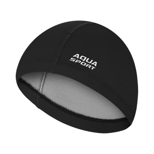 Plavecká čiapka Aqua-Sport PU Čierna látka pre dospelých
