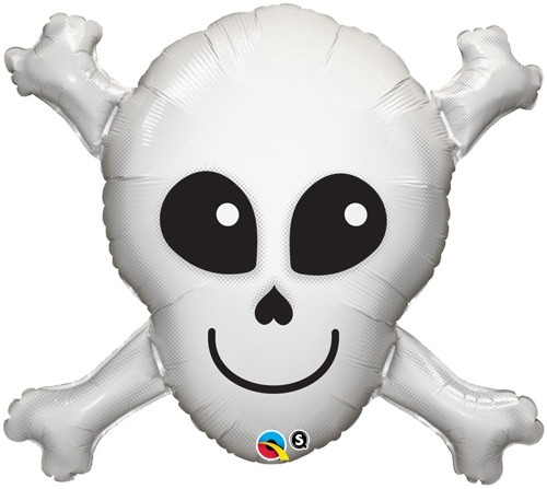 Halloweensky biely fóliový balón z lebky a kostí