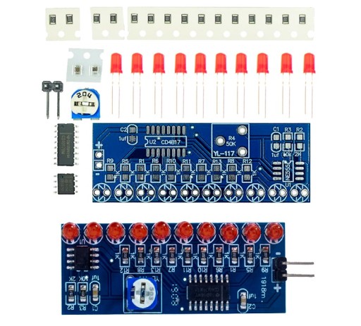 Tečúca voda LED SMD NE555+CD4017 DIY KIT systém