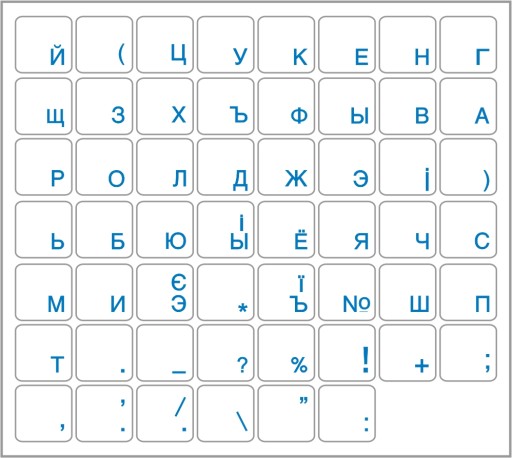 Nálepky na klávesnicu RUSKEJ UKRAJINSKEJ CYRILKY