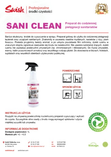 Swish Sani Clean - Čistiaci prostriedok do kúpeľne - 1 l