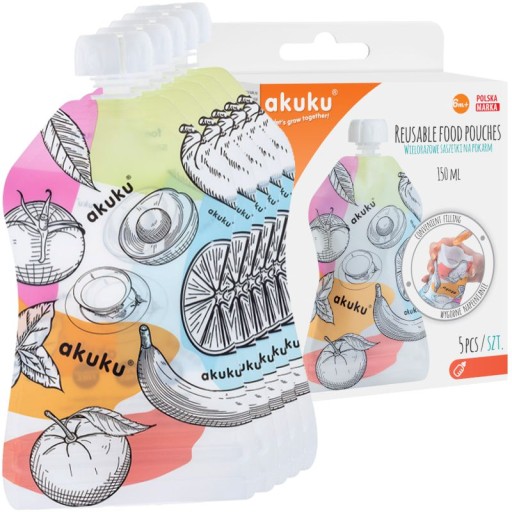 AKUKU OPÄTOVNE POUŽITEĽNÉ SÁČKY NA POTRAVINY MUS x5