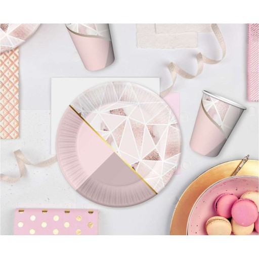 Ružové papierové taniere ROSE CHIC 18 cm 6 ks