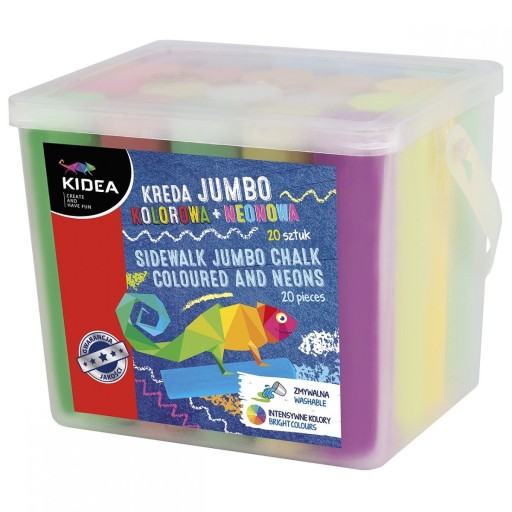 FAREBNÁ FAREBNÁ KRIEDA NA CESTÁCH + NEÓN 20 ks JUMBO KIDEA VO VEDRE